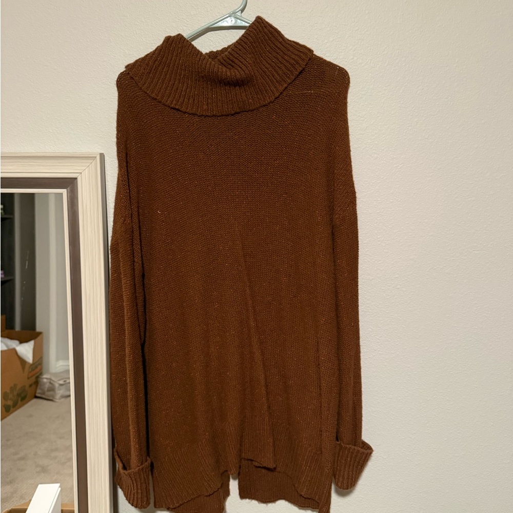 Caslon Rich Brown Cowl Neck Sweater